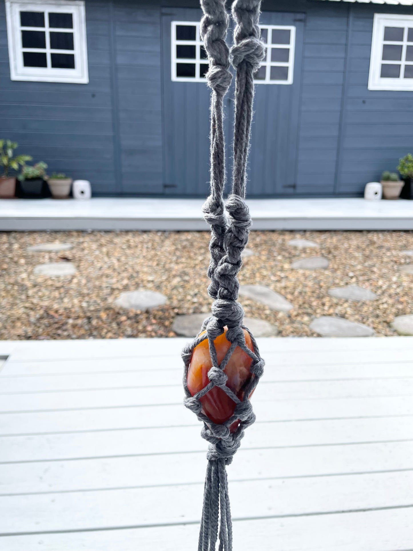 Made by Wayne Macrame Hanging - Carnelian Flame