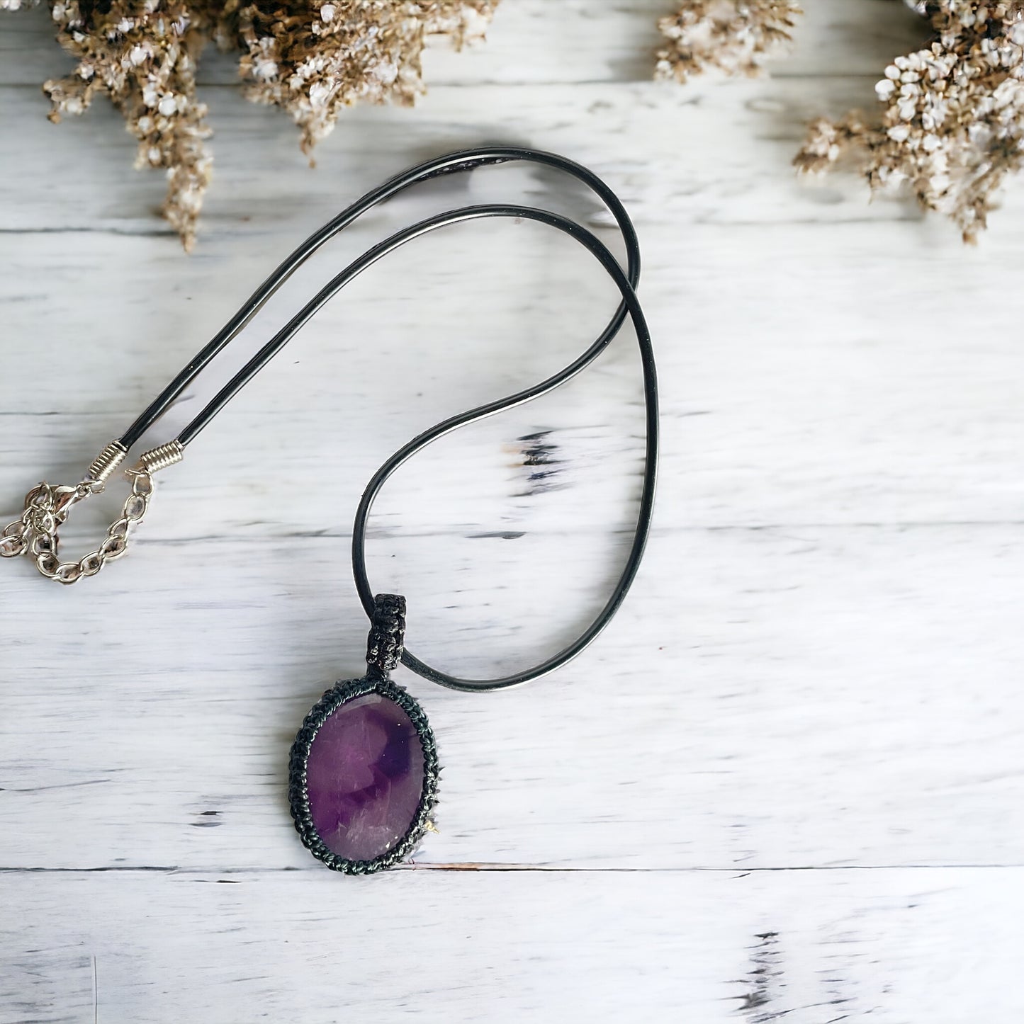 Macrame Pendant ~ Amethyst ~ Healing