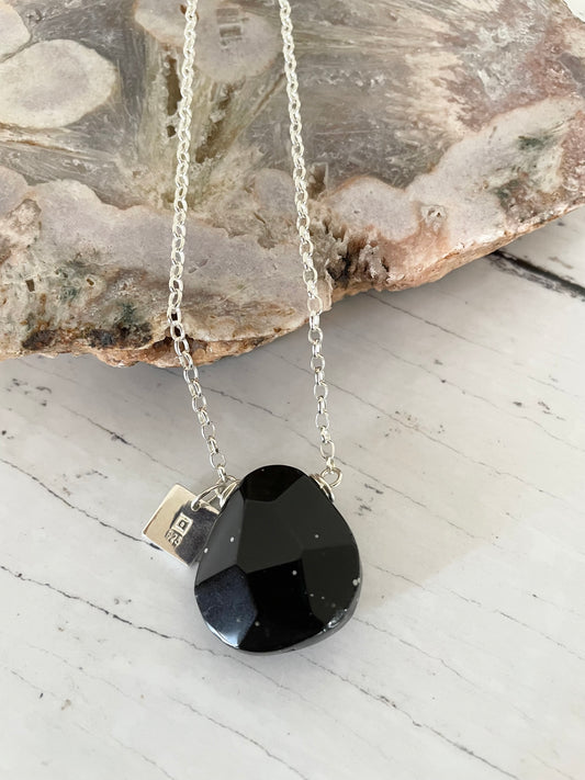 Snowflake Obsidian Faceted Necklace