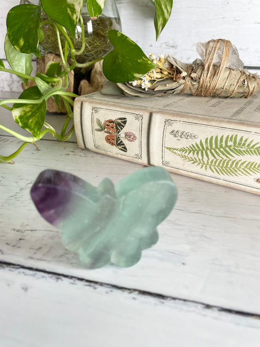 Butterfly ~ Rainbow Fluorite Heart