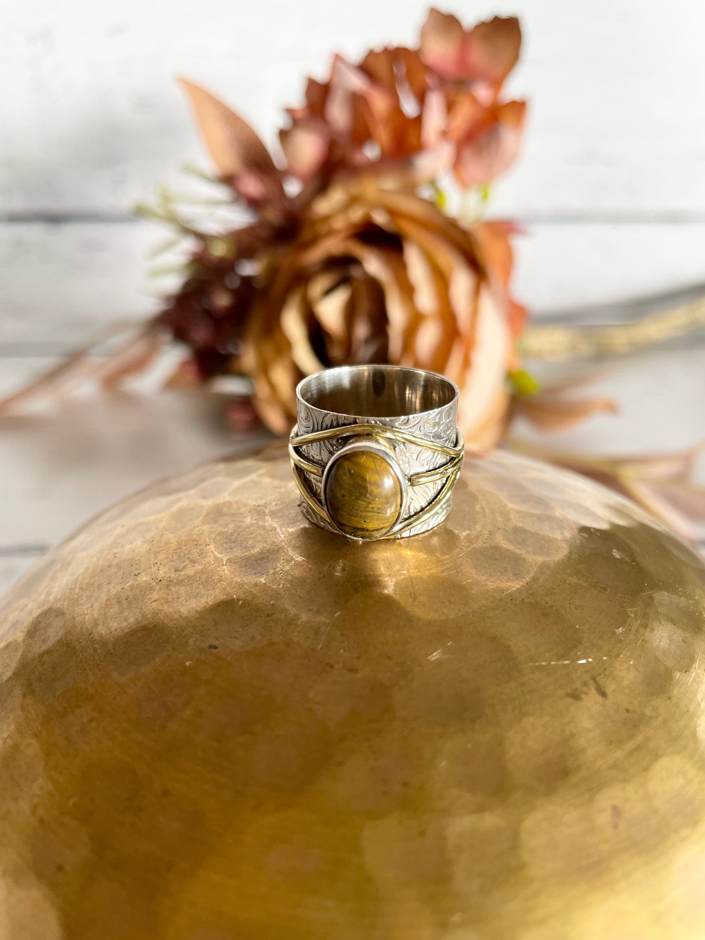 Tigers Eye Silver Ring