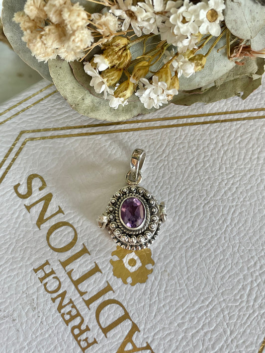 Poison Locket Silver Pendant ~ Amethyst