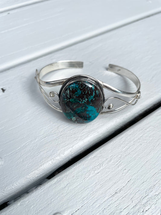 Chrysocolla silver cuff