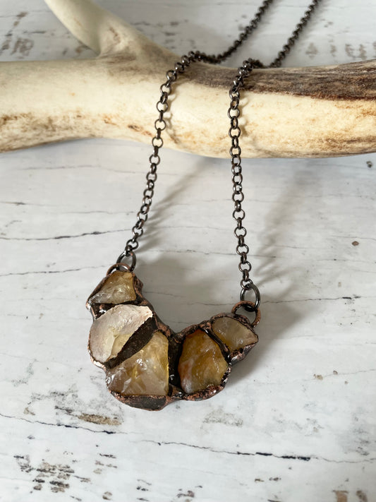 Copper Electroplated Necklace ~ Citrine