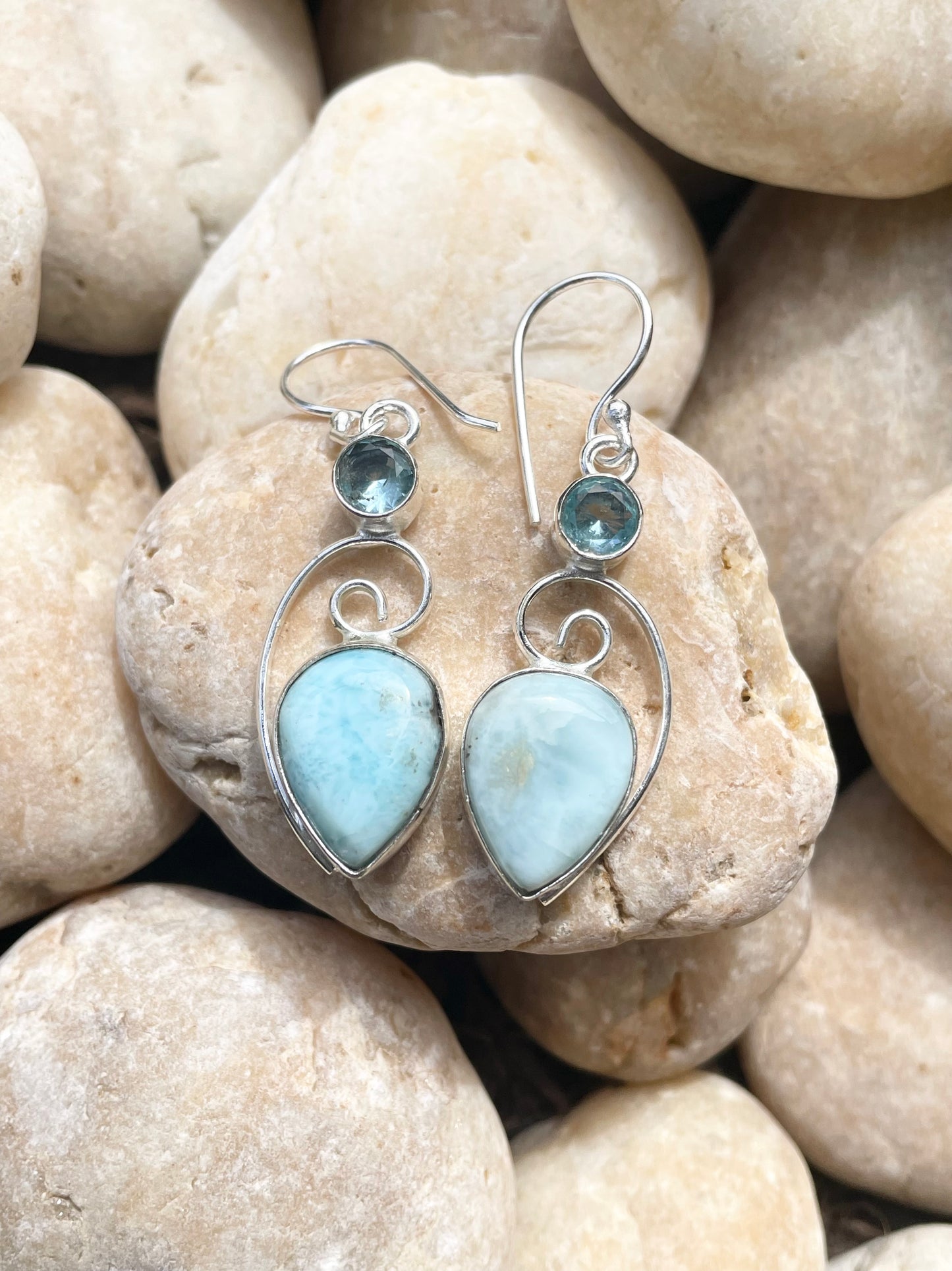 Larimar & Topaz Dangles