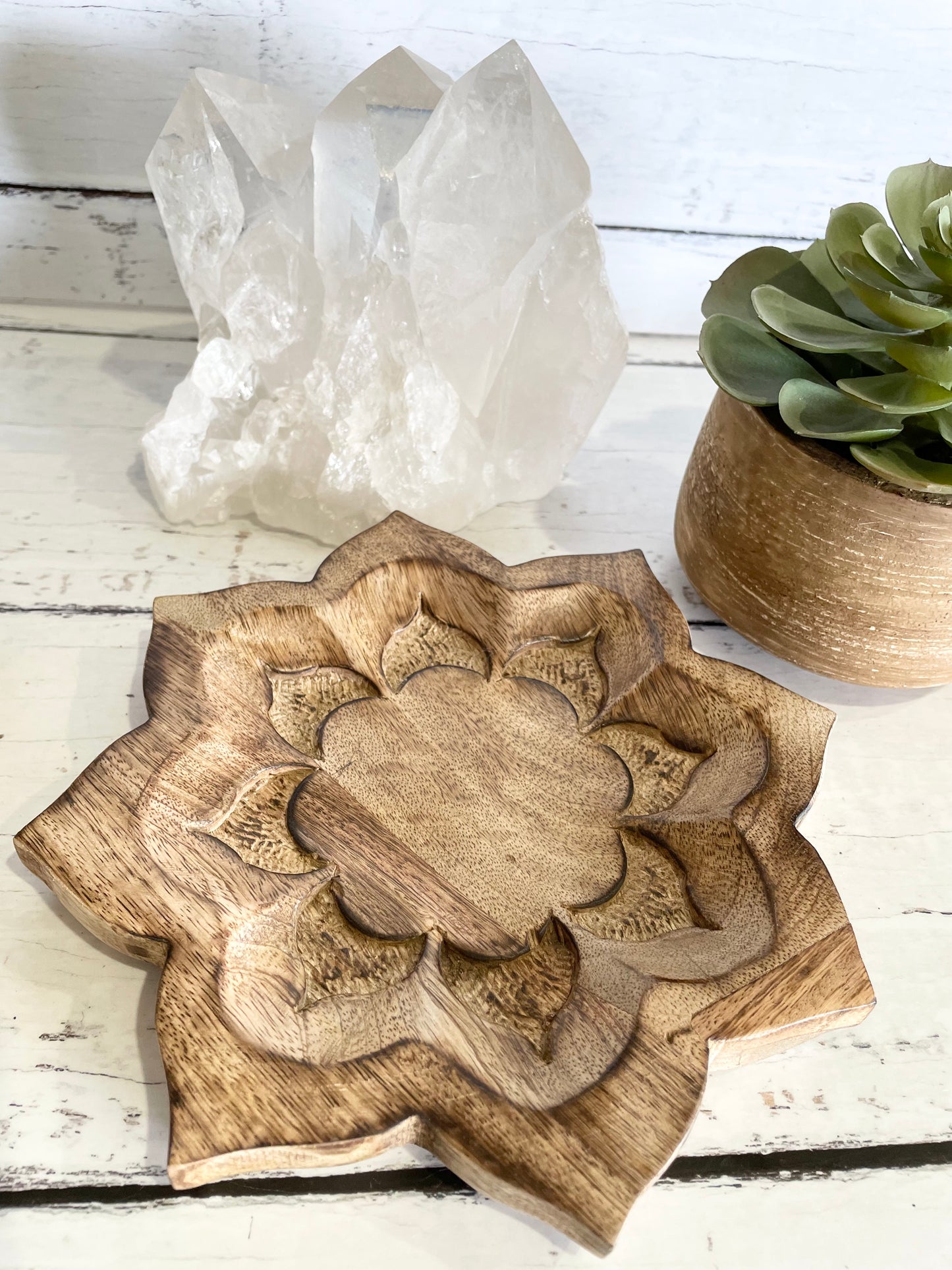 Mango Wood ~ Mandala Lotus Dish