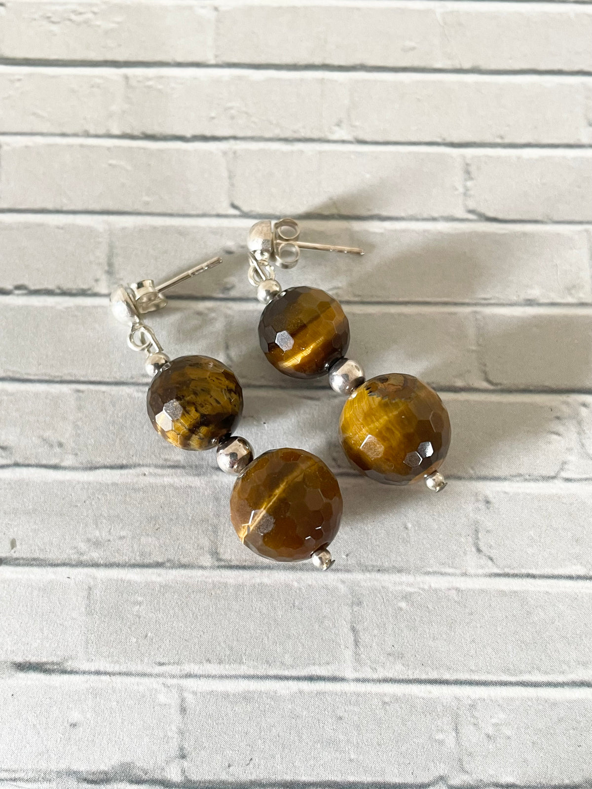 Faceted Tigers Eye Studs