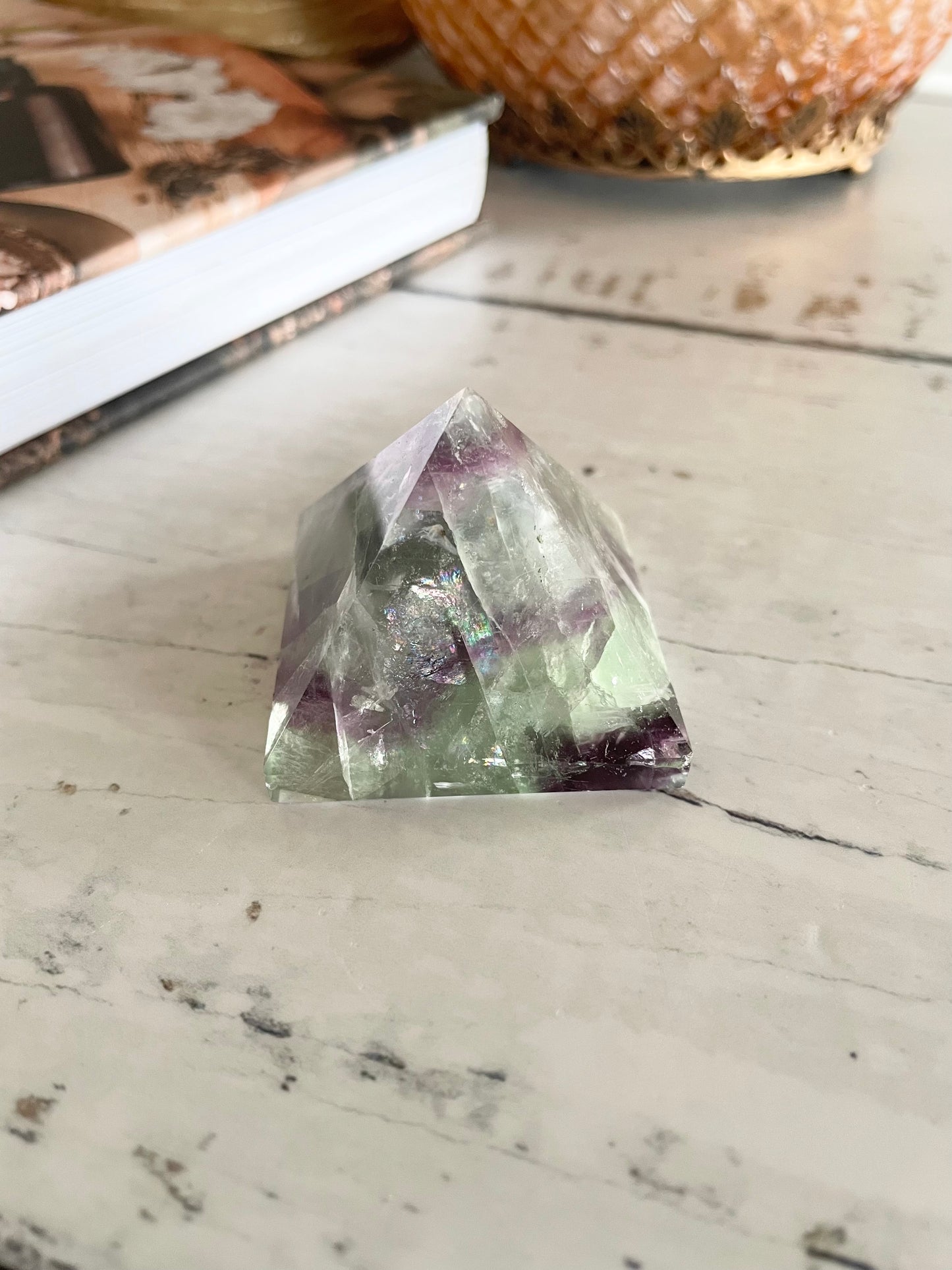 Rainbow Fluorite Pyramid