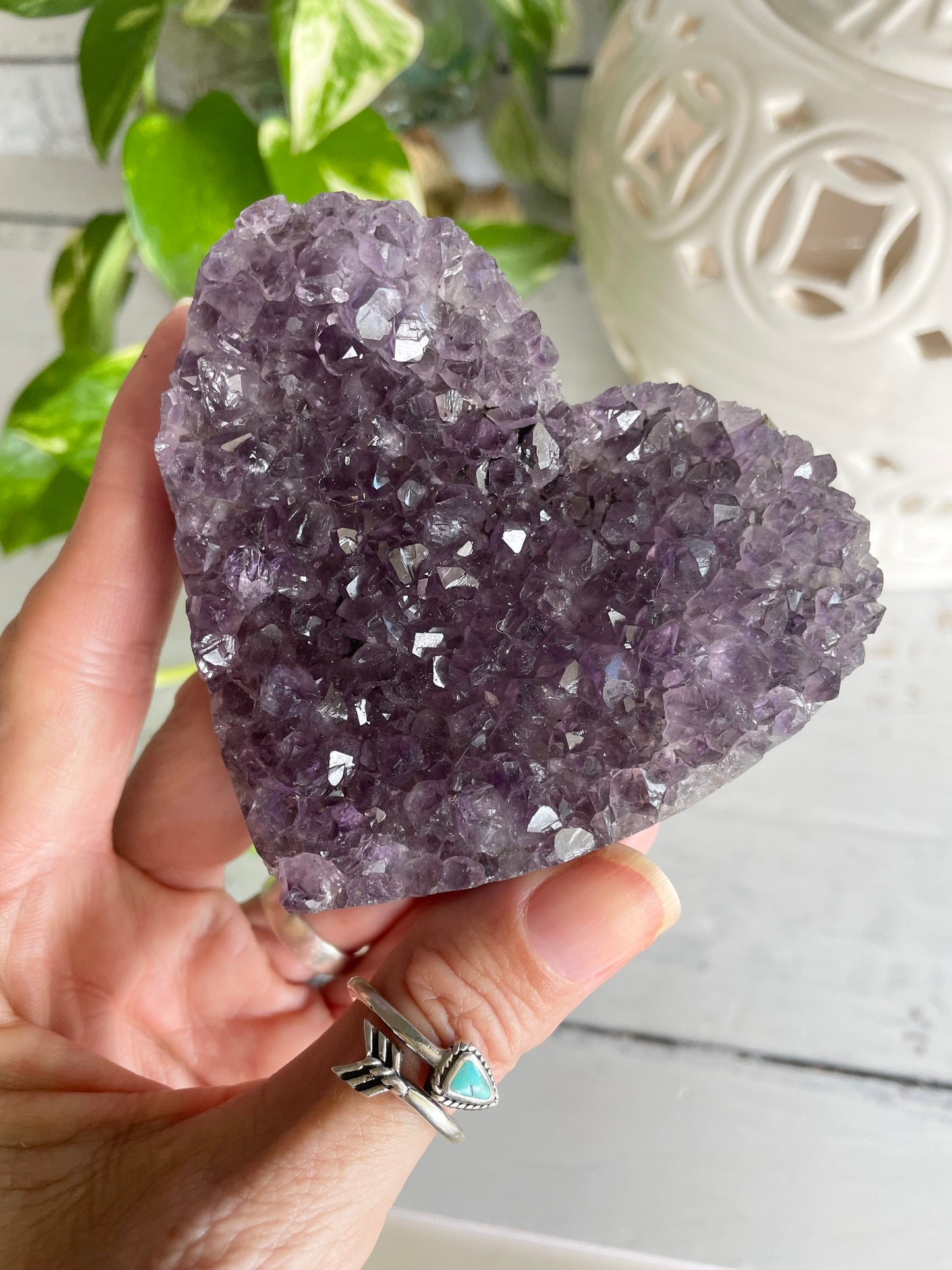 Amethyst Cluster Heart