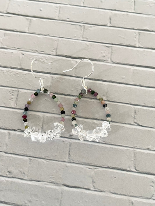Multi Tourmaline/Herkimer Dangles