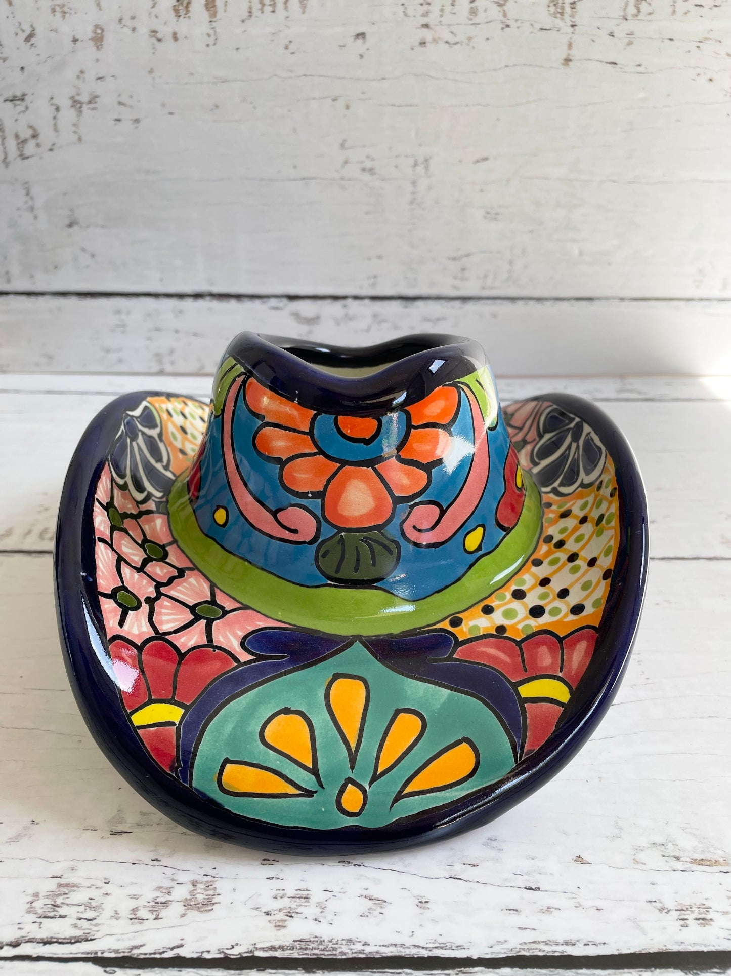 Mexican Talavera Cowboy Hat Planter