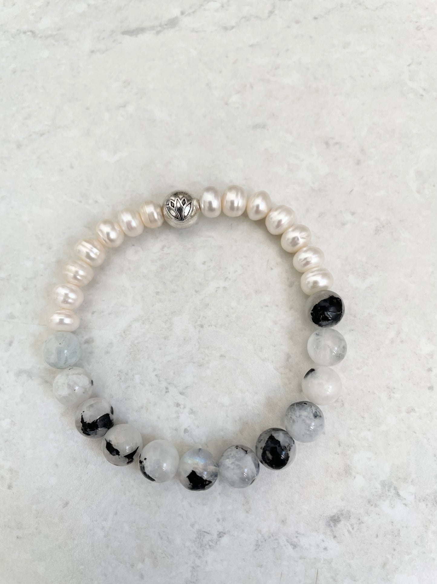 Rainbow Moonstone/Pearl Healing Bracelet
