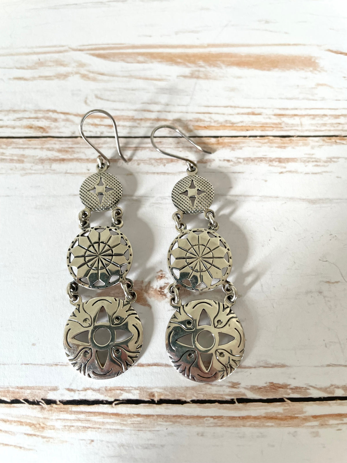 Vintage Mexican Silver Dangles - artisan Ninos DeChammo