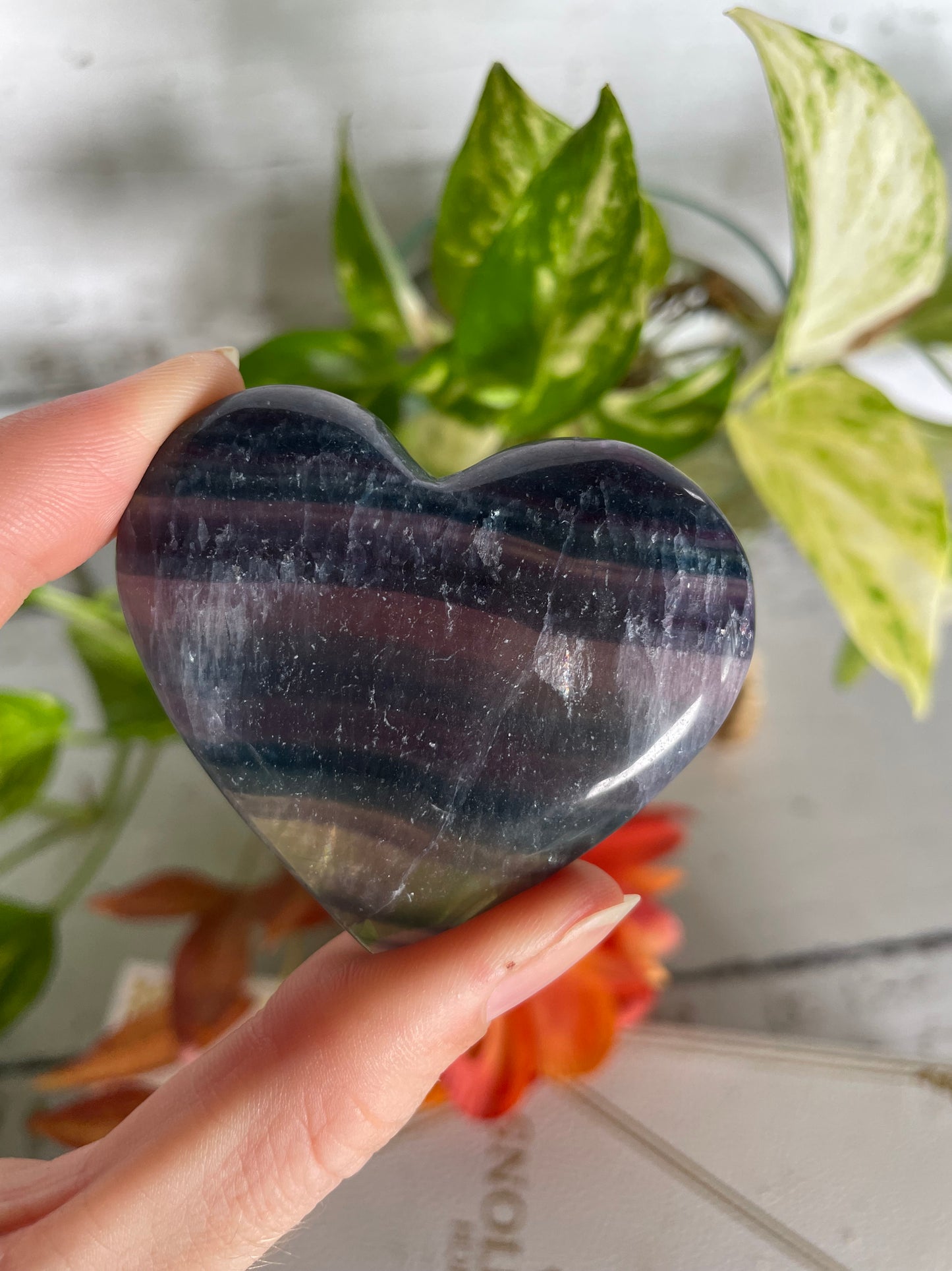 Rainbow Fluorite Heart