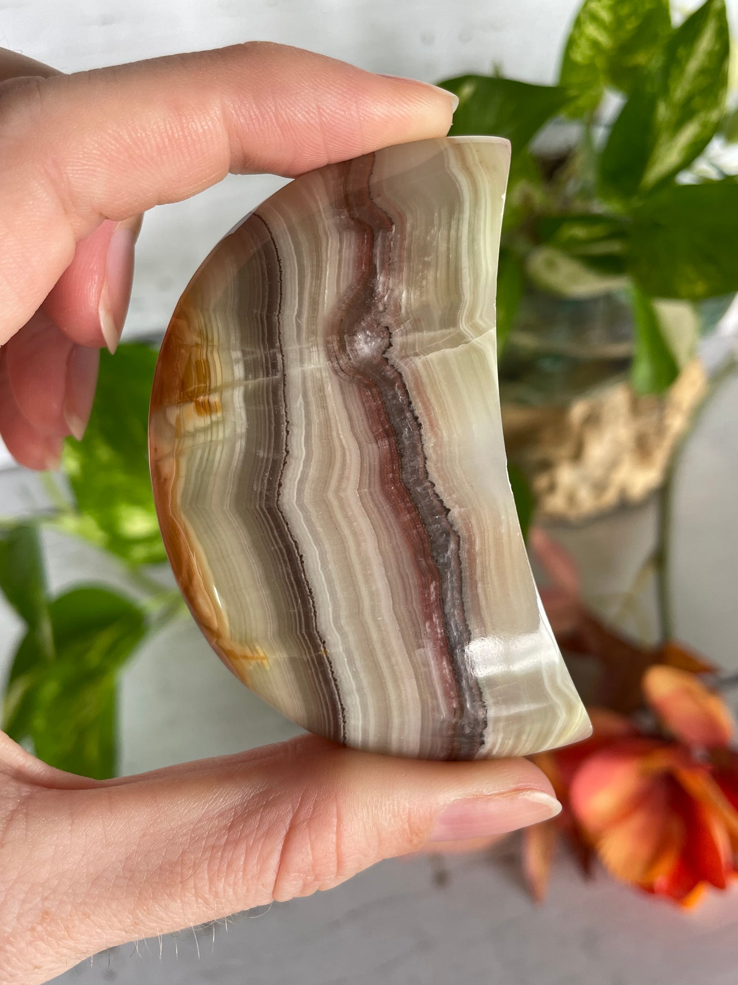 Pink Banded Onyx Moon