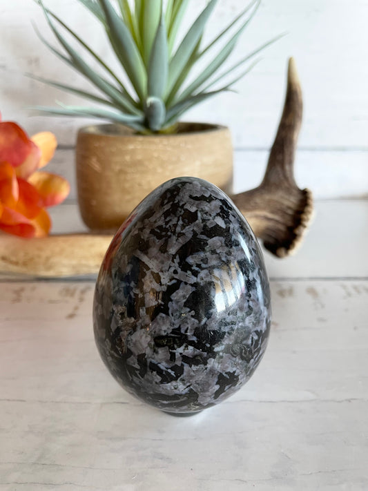 Indigo Gabbro Egg Includes Hematite Ring