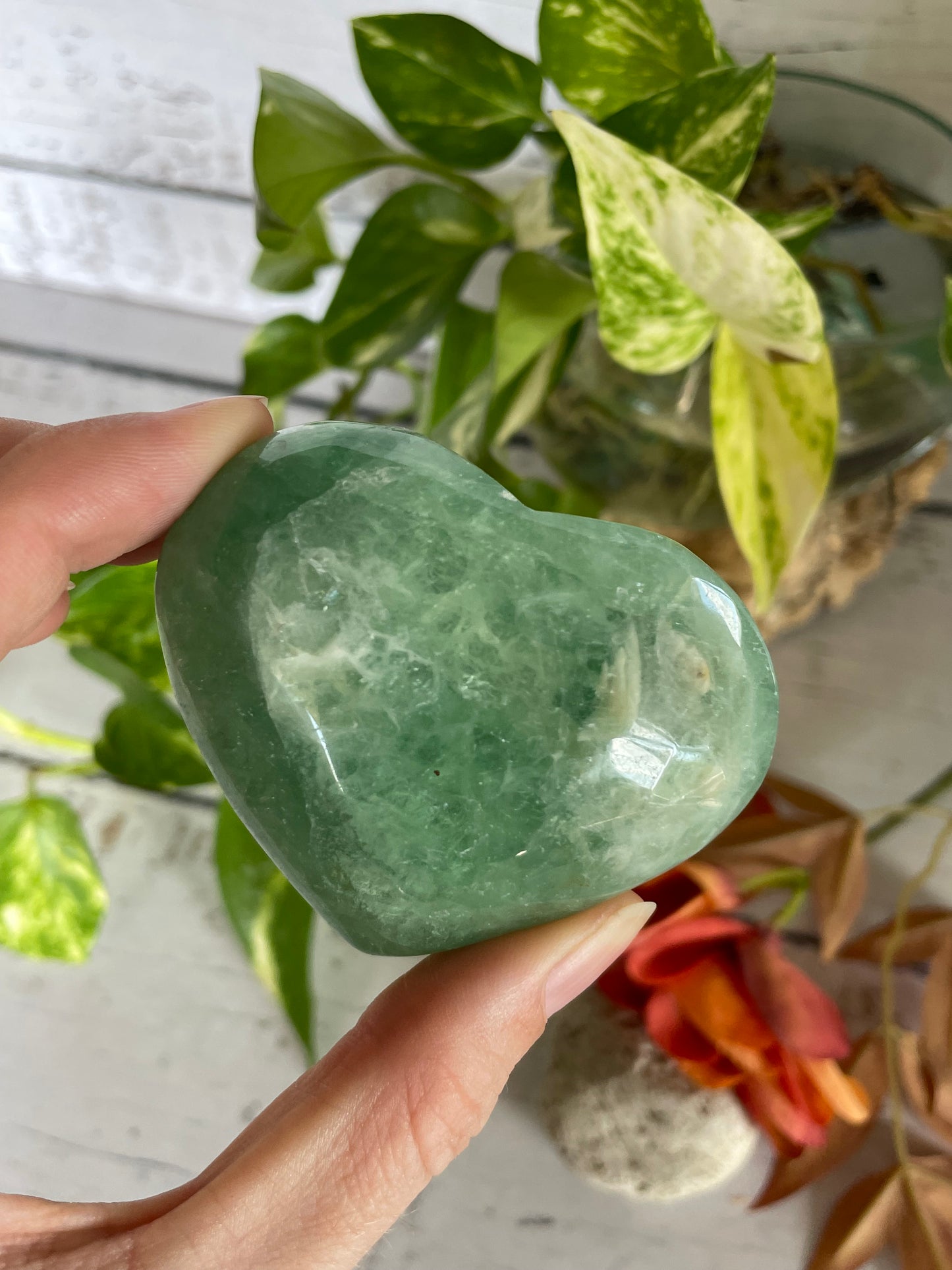 Green Fluorite Heart