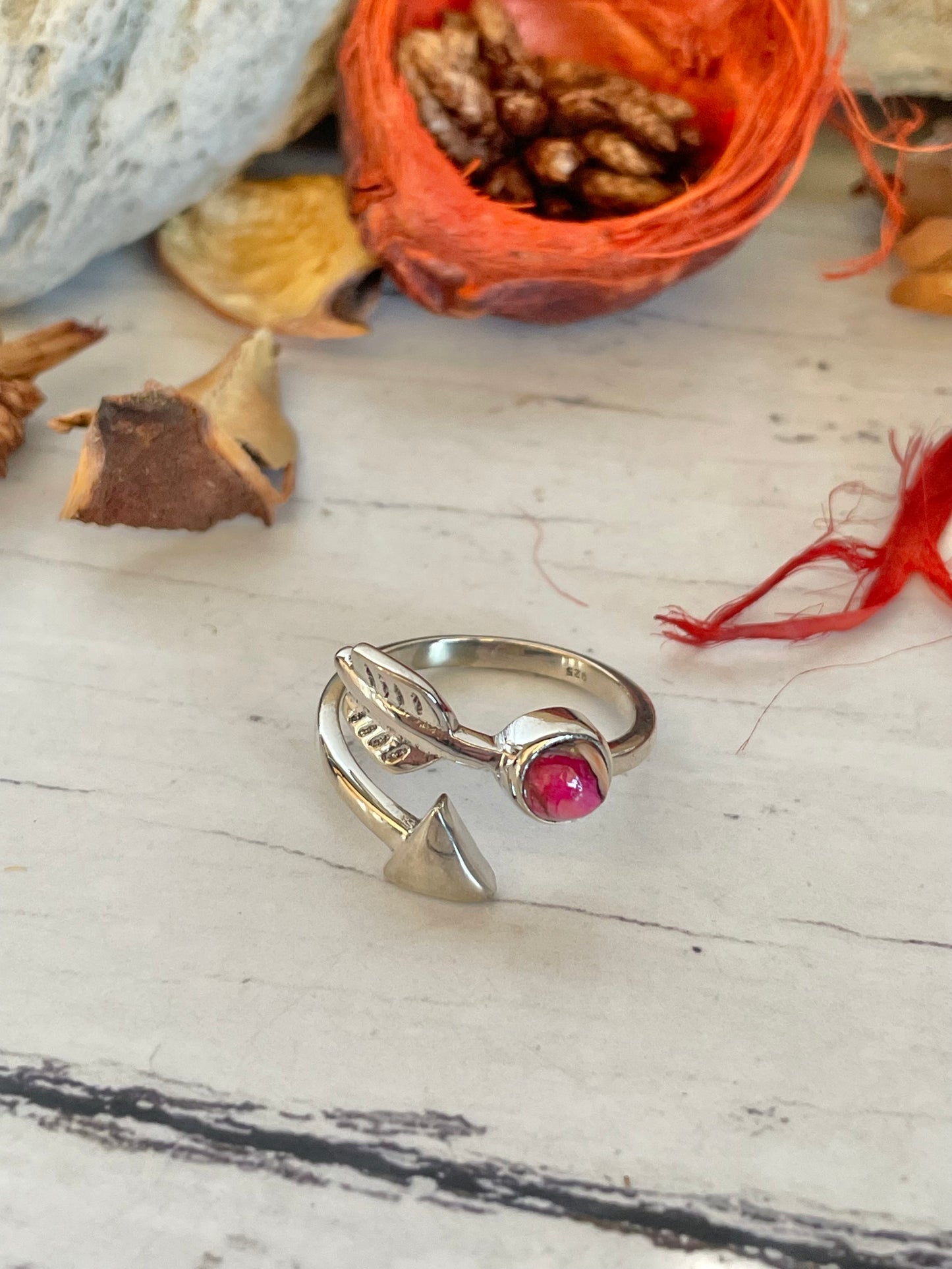 Pink Kingman Turquoise Silver Ring