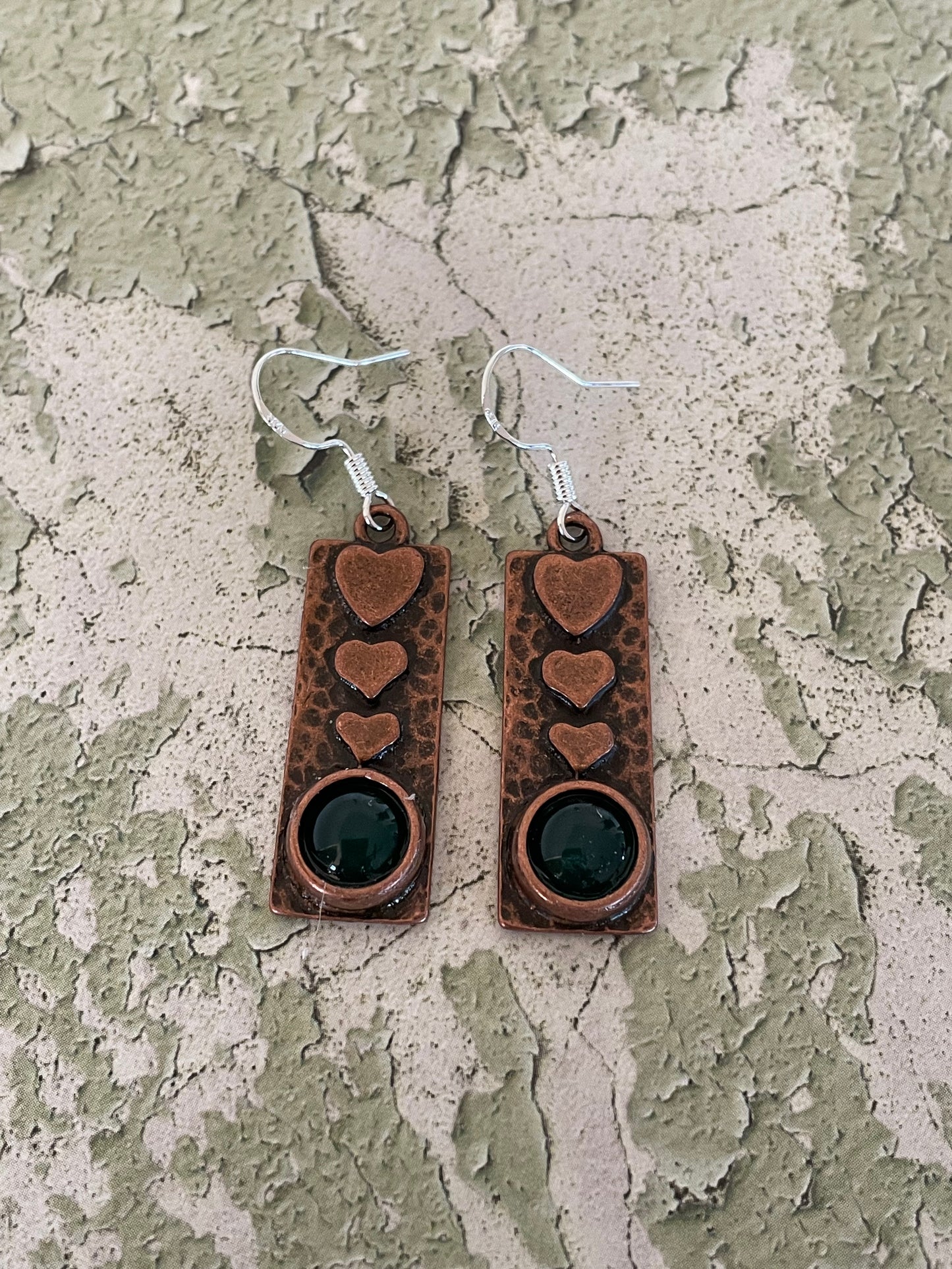 Green Onyx Heart Dangles
