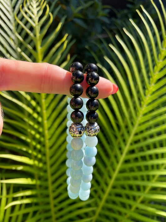 Aquamarine/Shungite Healing Anklet