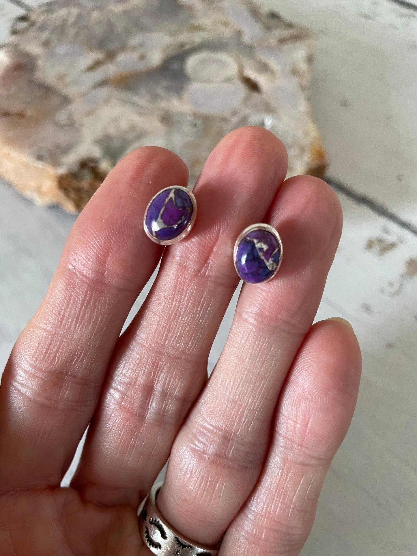 Purple Copper Turquoise Studs