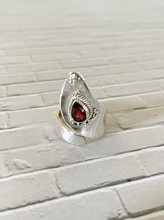 Garnet adjustable ring ~ sizes 6.5-10