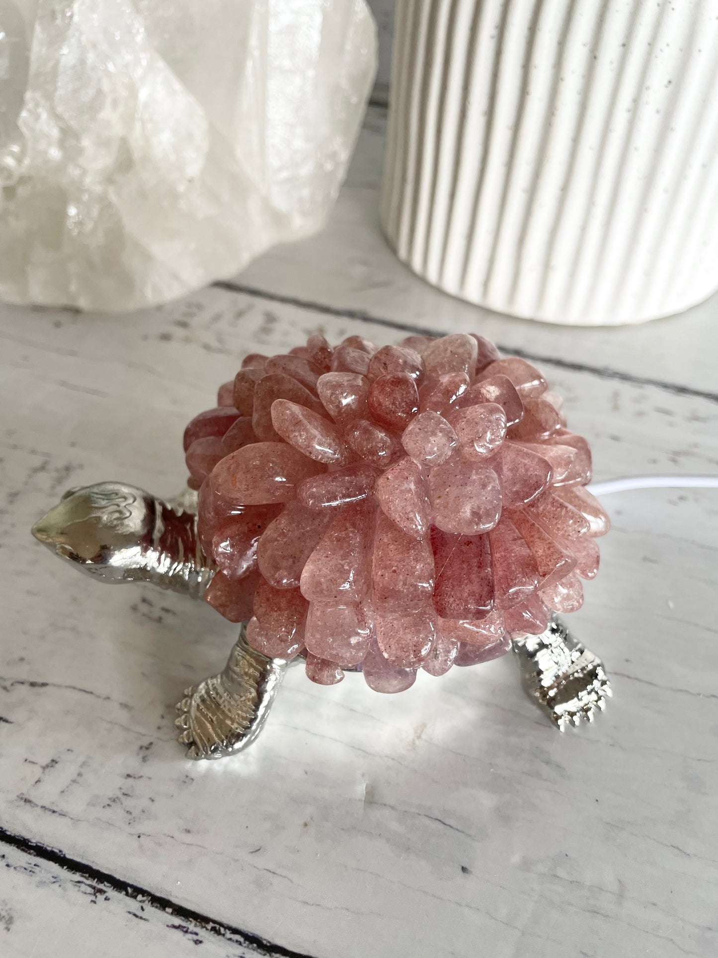 Tortoise Led Lamp ~ Strawberry Quartz