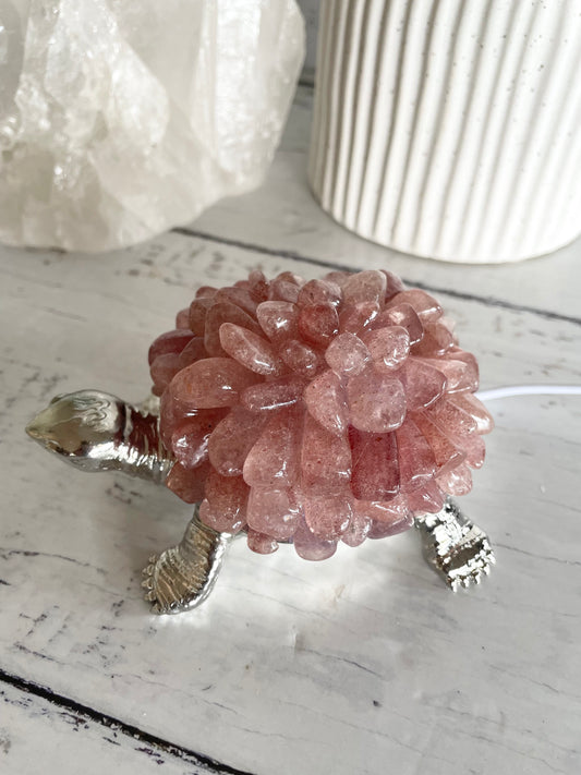 Tortoise Led Lamp ~ Strawberry Quartz