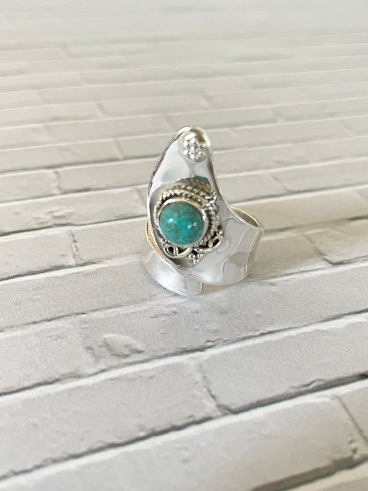 Mojave Turquoise Adjustable Ring ~ Sizes 6.5-10