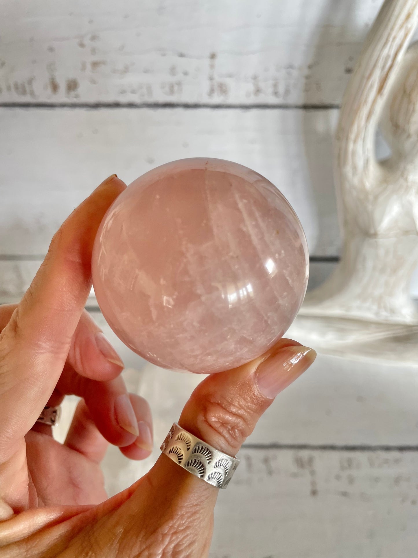 Rose Quartz Sphere Includes wooden holder