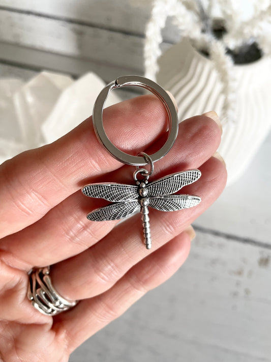 Dragonfly Silver Keychain