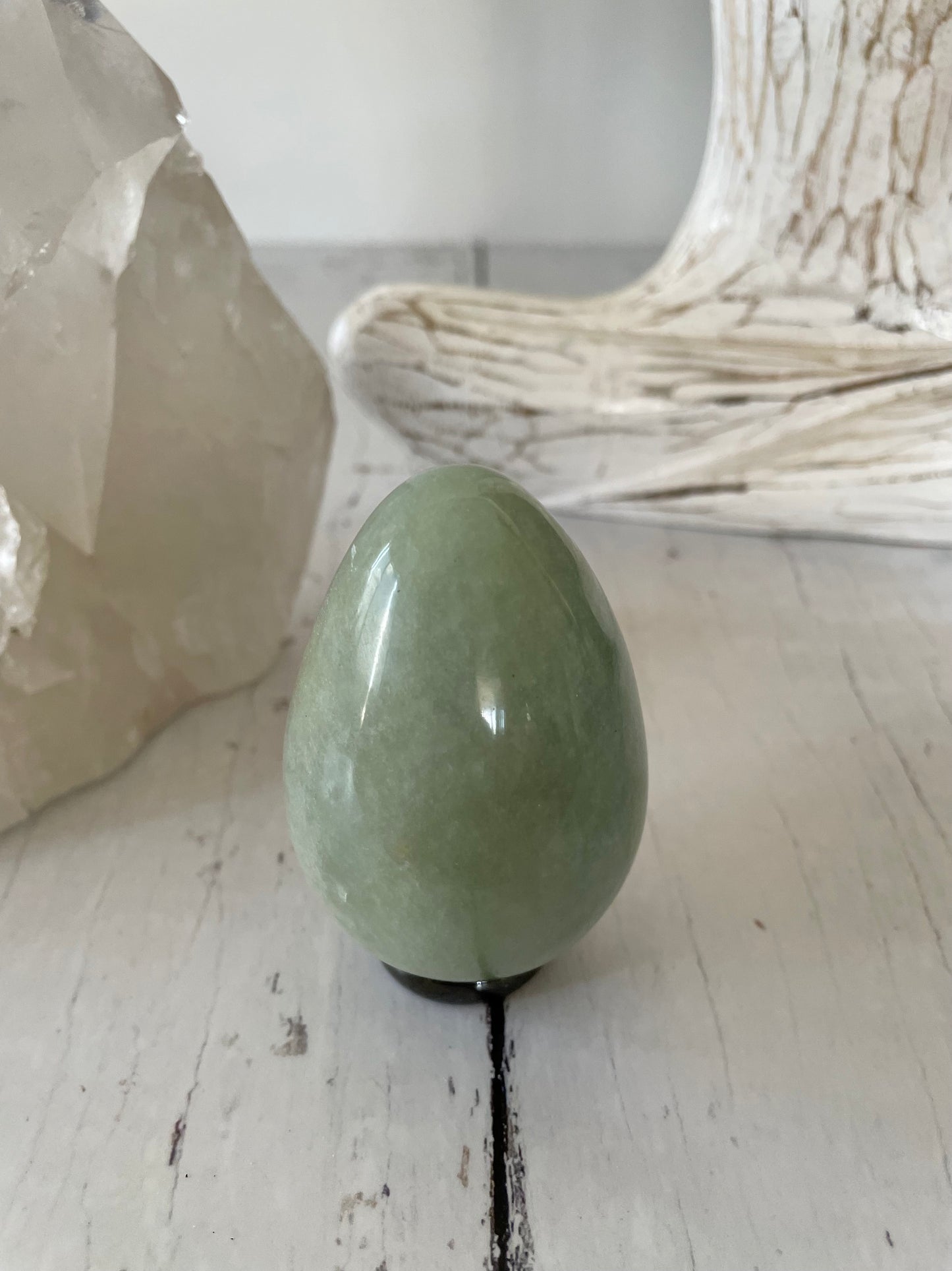 Green Aventurine Egg Includes Hematite Ring