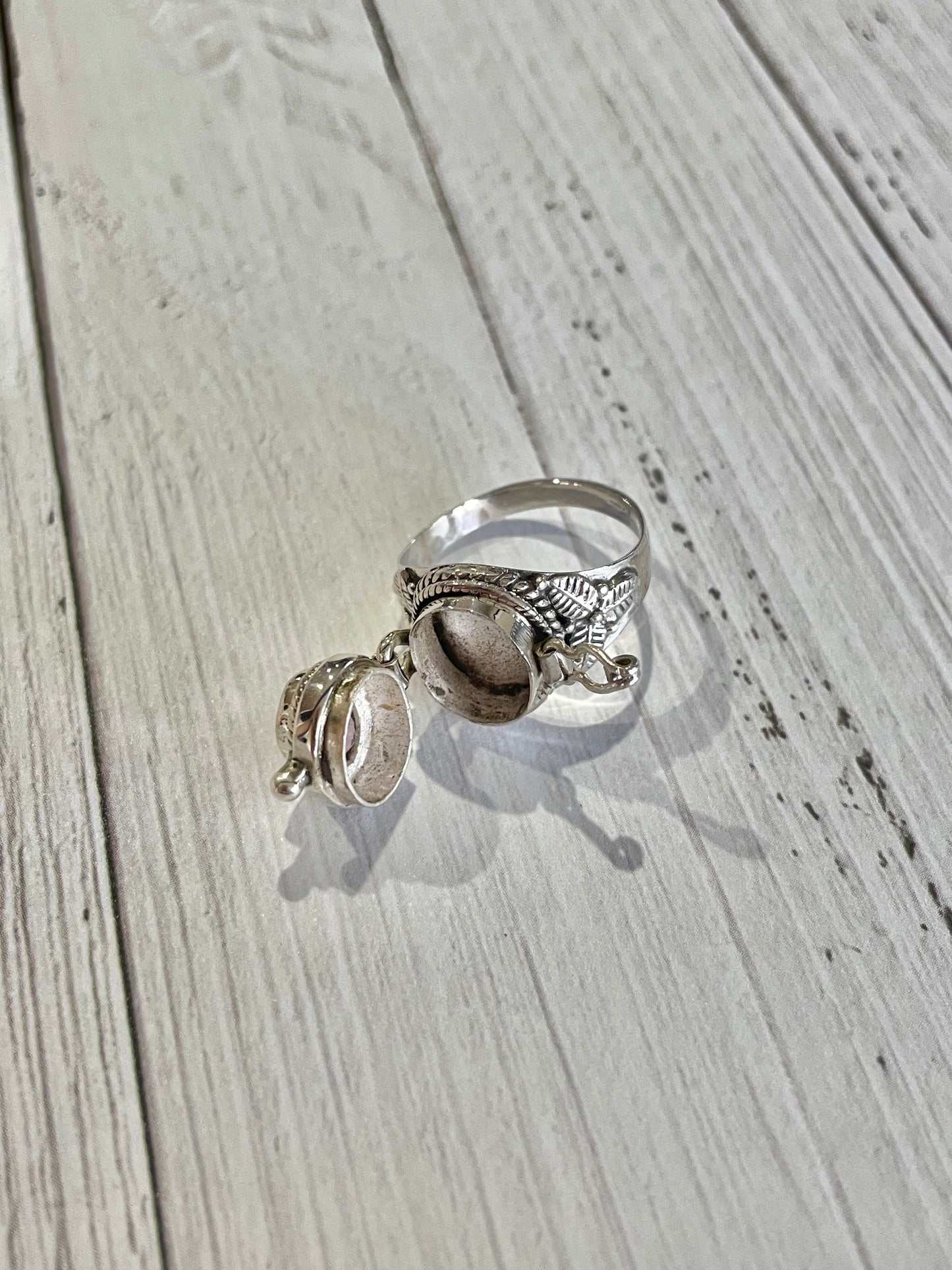 Amethyst ~ Poison Locket Ring ~ size 7.5