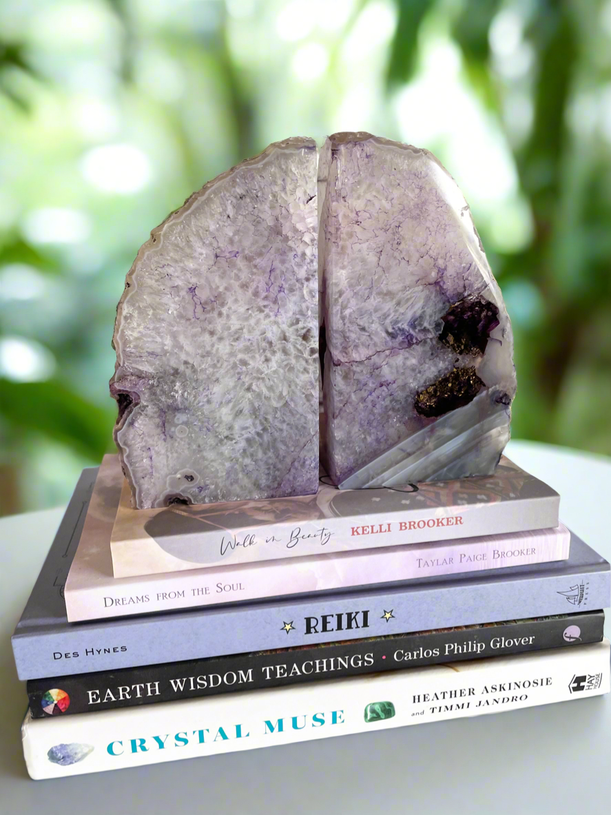Agate Geode Book Ends ~ Purple