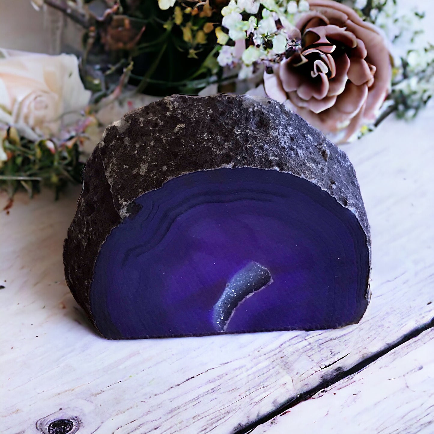 Agate Druzy Geode ~ Purple