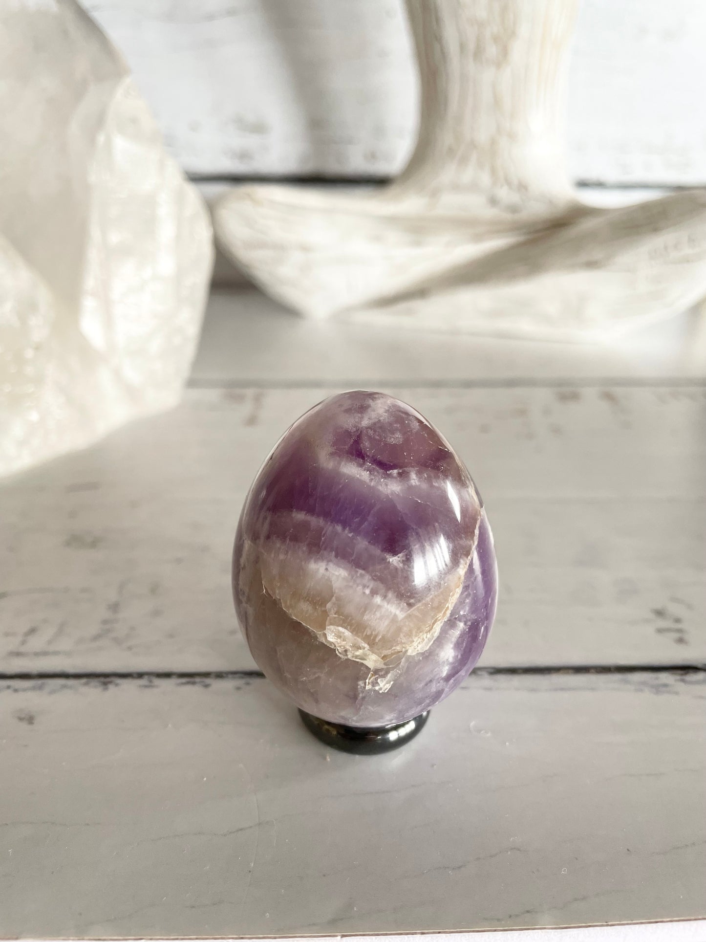 Amethyst Egg Includes Hematite Ring