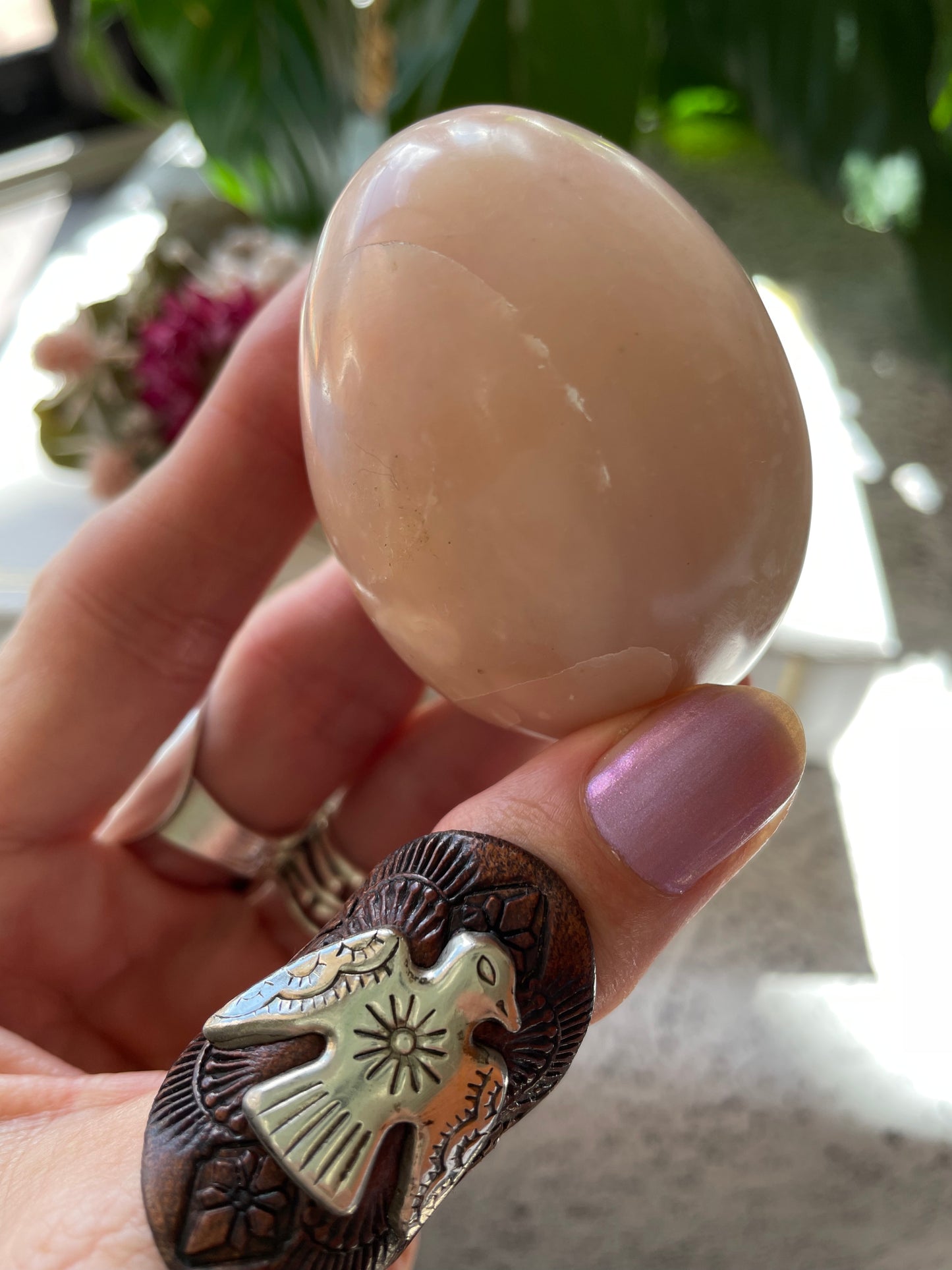 Pink Opal Egg includes Hematite Holder