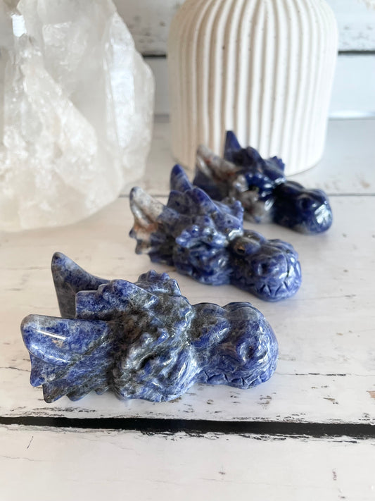 Sodalite Dragon Skull