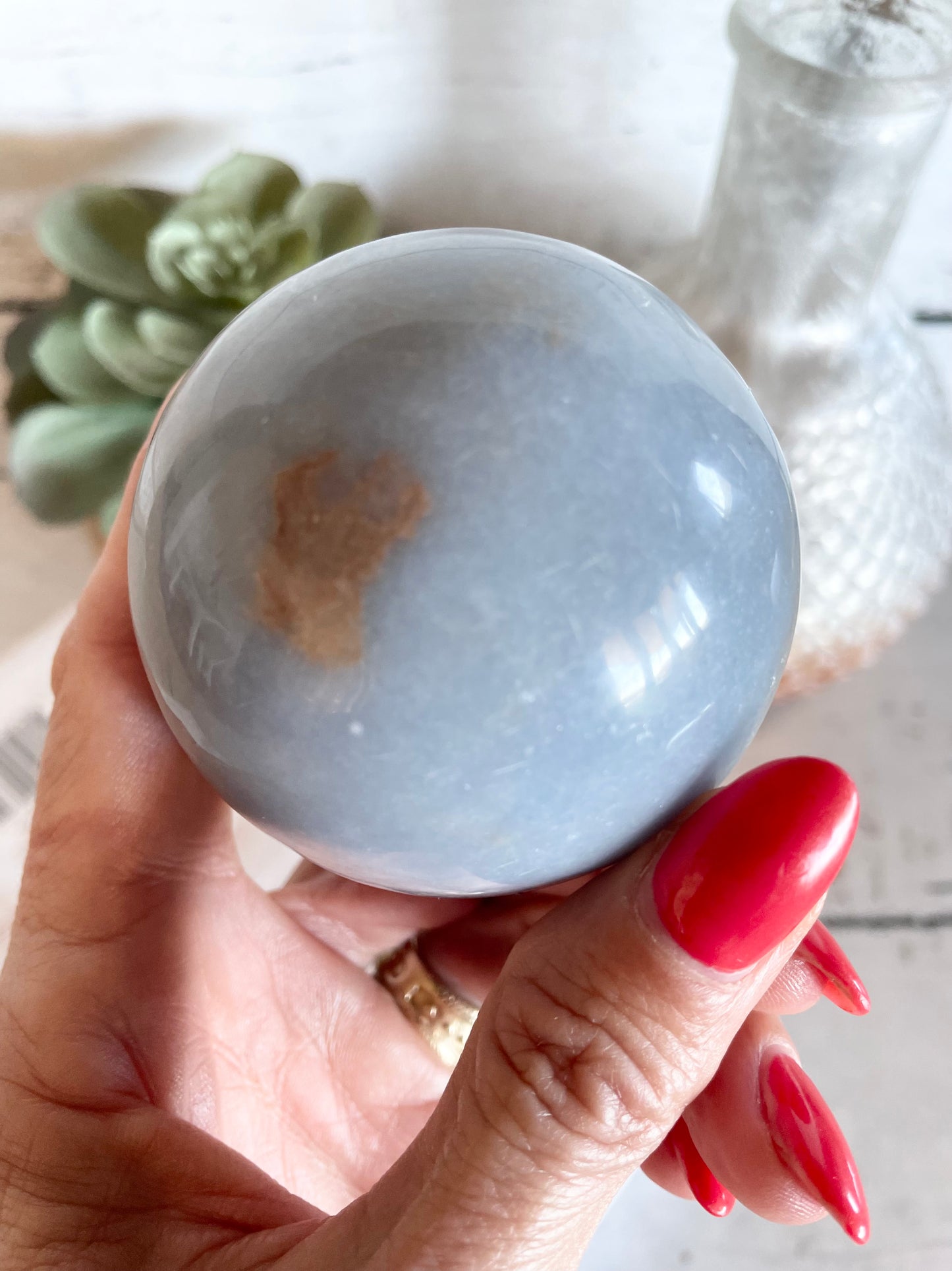 Angelite Sphere Includes Holder
