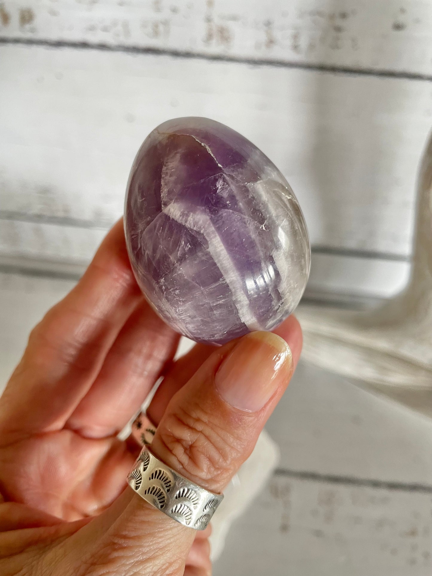 Amethyst Egg Includes Hematite Ring