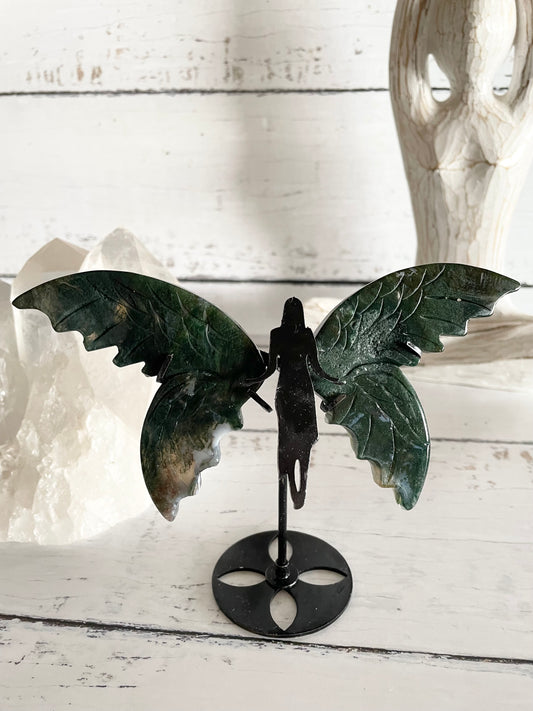 Ethereal Angel Wings ~ Moss Agate