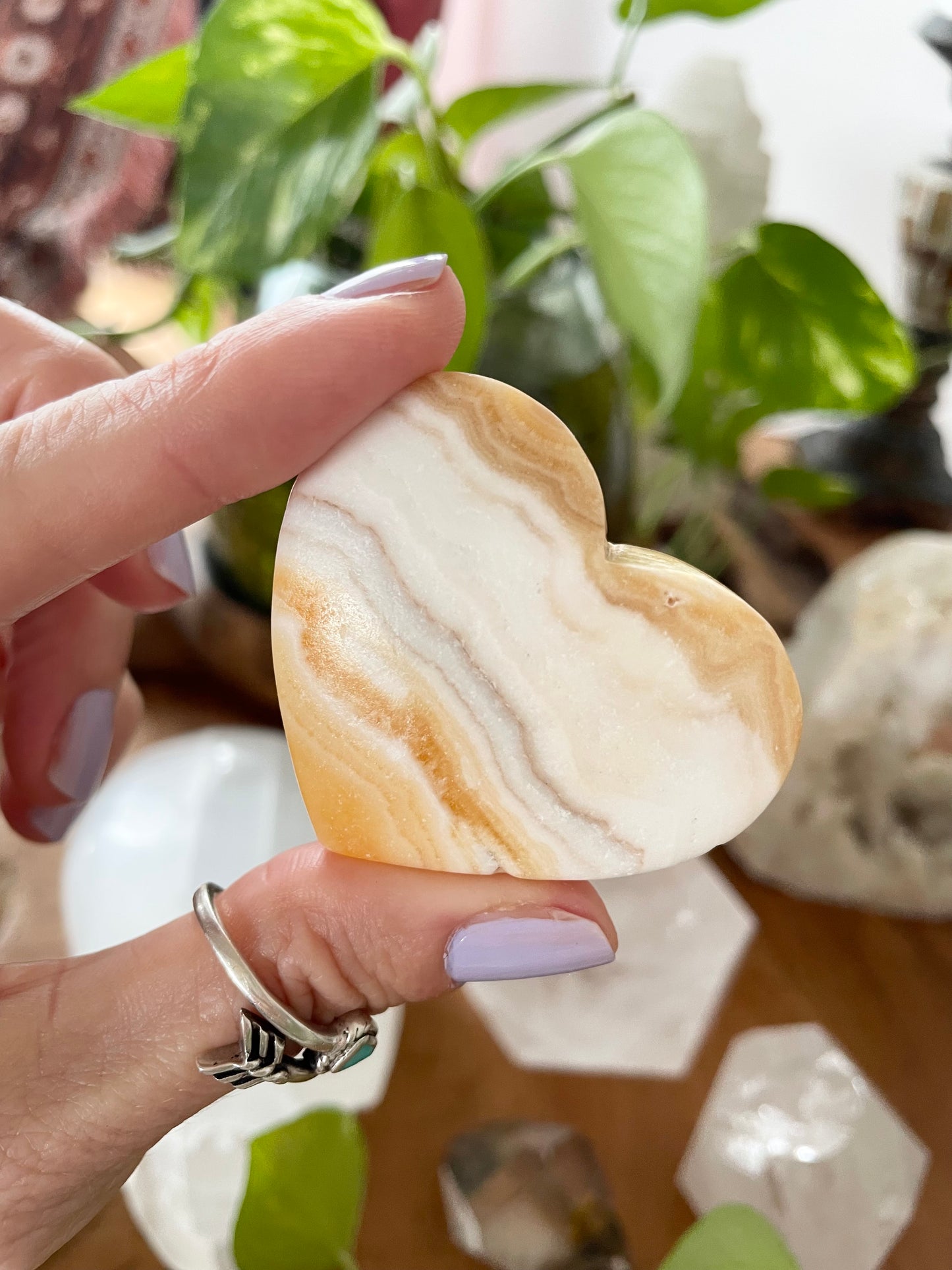 Orange Calcite Heart