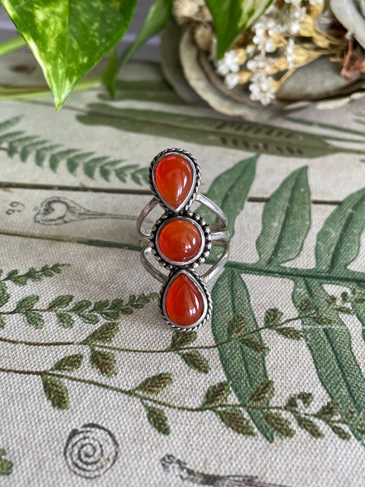 Carnelian Silver Fixed Ring