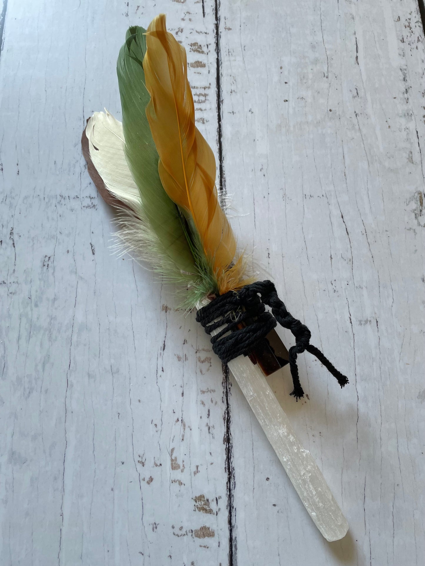 Cherokee Feather Blessing Wand ~ Tigers Eye