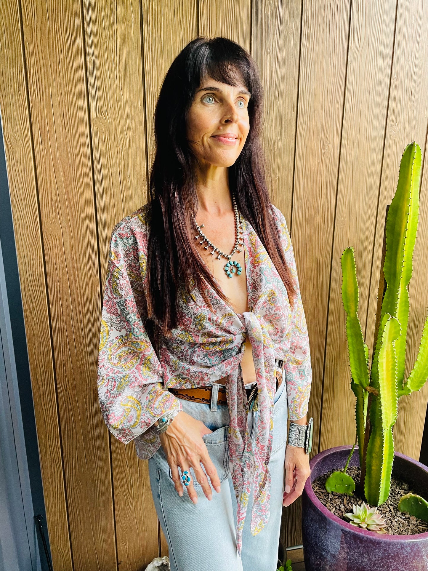 Upcycled Sari Top Long Sleeves