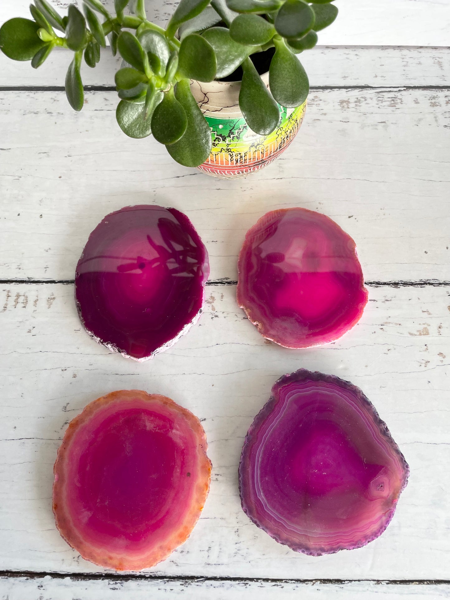 Agate Slice Coasters ~ Pink