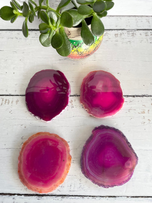 Agate Slice Coasters ~ Pink