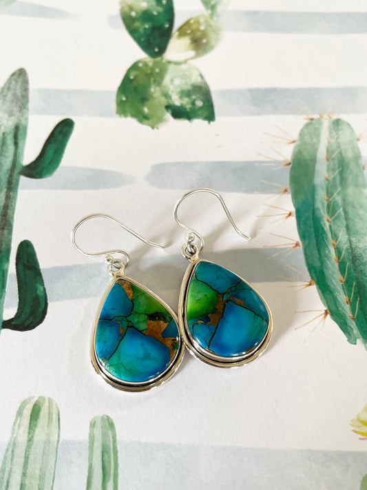 Peacock Dahlia Turquoise Dangles