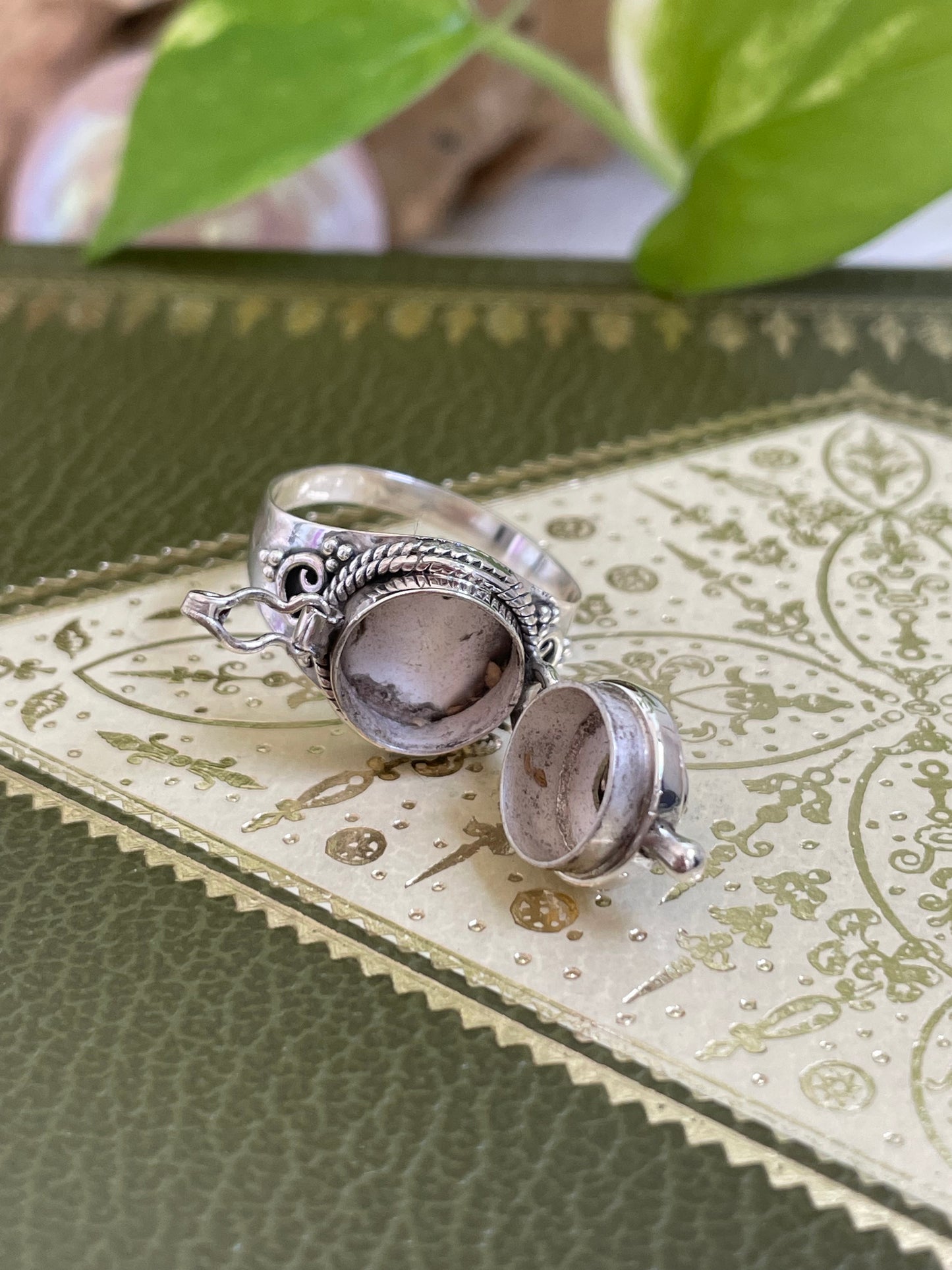 Poison Locket Silver Ring ~ Peridot