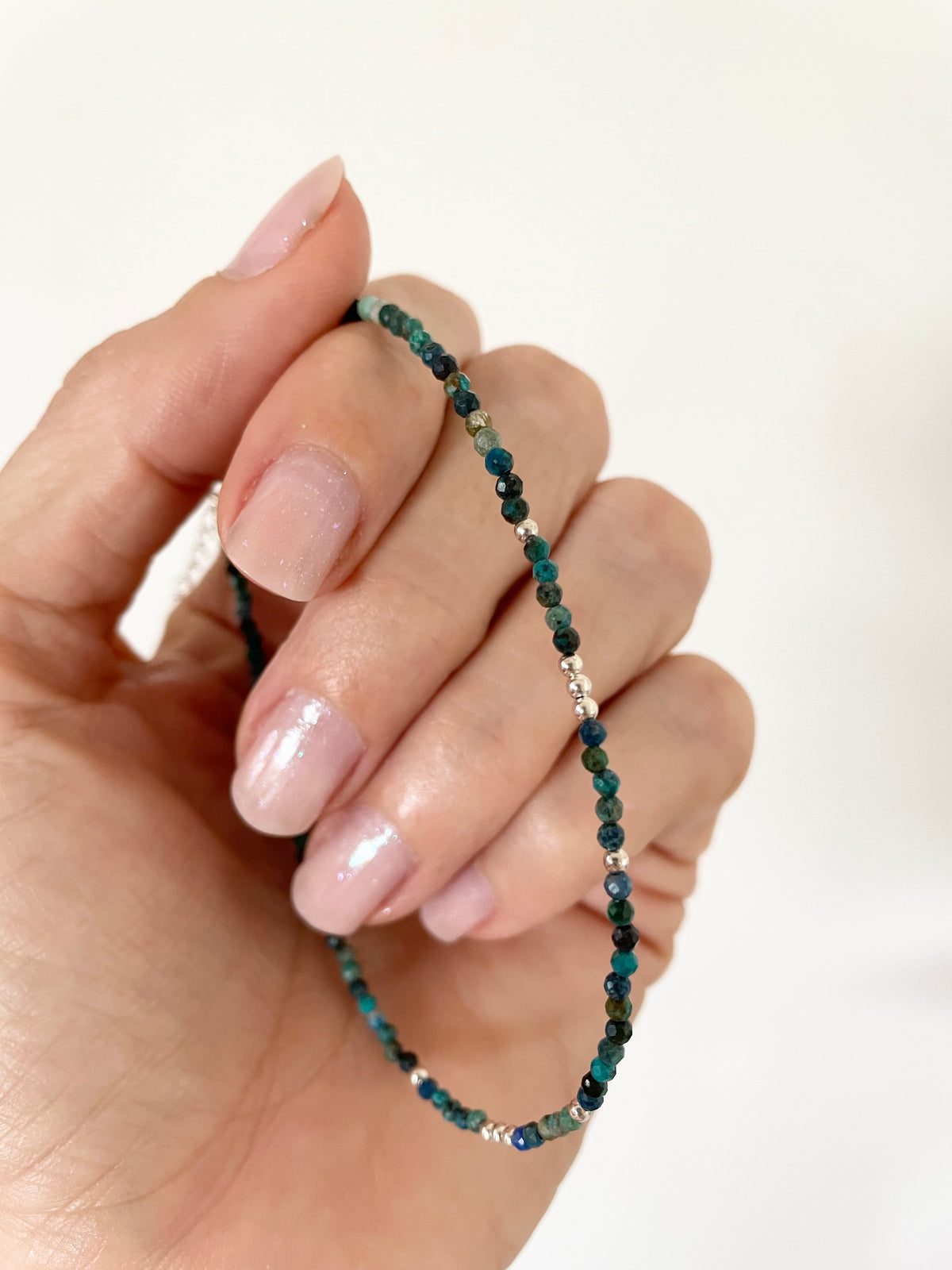 Sterling Silver Faceted Chrysocolla Anklet
